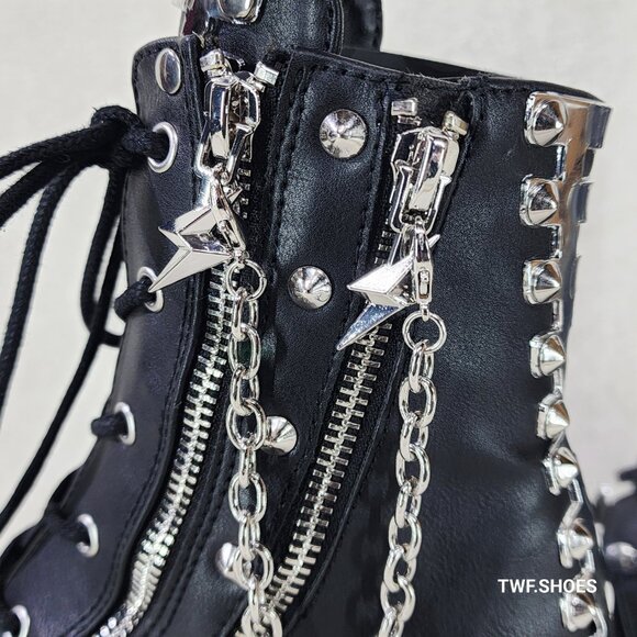 Camel Platform Block Heel Goth Ankle Boots - Picture 3 of 11